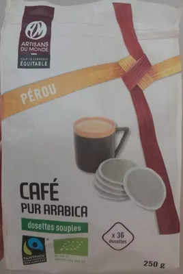 Café pur arabica dosettes souples Pérou Artisans du monde 250 g, code 3413880004285