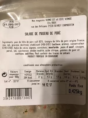 Salade de museau de porc Viand’Est , code 3434100073447