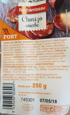 chorizo courbe rochambeau 200 g, code 3439496303093