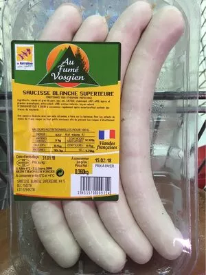 Saucisse blanche superieure Au Fumé Vosgien 360 g, code 3455570009354