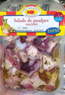 Salade de poulpes Marinés Pêcheries Sétoises 150 g (110 g égoutté), code 3456700089154