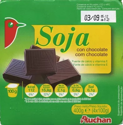 Yogurt de soja Auchan 400 g (4 x 100 g), code 3456775718904