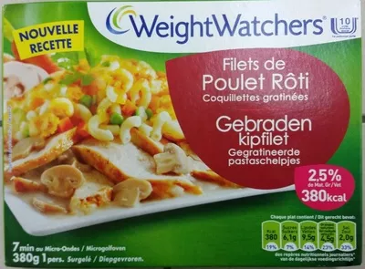 Filets de Poulet Rôti, Coquillettes gratinées Weight Watchers 380 g (1 pers.), code 3459343801114