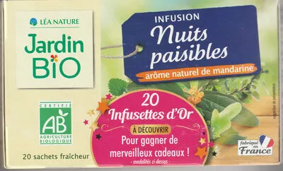 Infusion Nuits paisibles Mandarine Jardin BiO, Léa Nature 30 g (20 sachets de 1,5 g), code 3478820006088