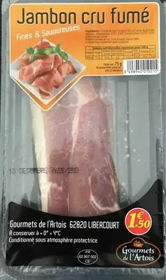 Jambon cru fumé Gourmets de l'Artois 75 g, code 3498940010215