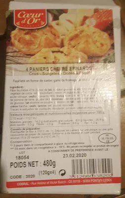 panier chèvre épinards Coeur d'or 480 g, code 3512660038202