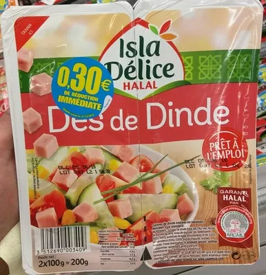 Dés de dinde Isla Délice 200 g (2 x 100 g), code 3512690003409