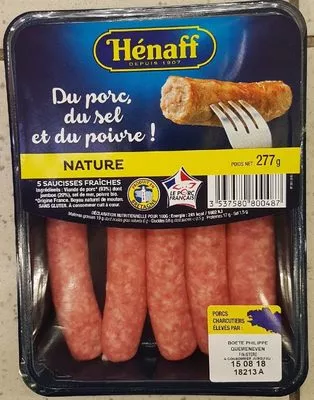 Saucisses fraîches Hénaff nature Hénaff 277 g (x 5), code 3537580800487