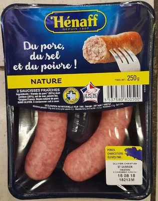 La Saucisse Nature Hénaff 250 g (x 2), code 3537580800500