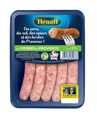 Saucisse aux herbes de provence Hénaff 277g, code 3537580801439