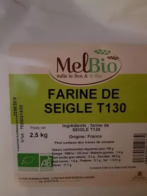 Farine de seigle T130 MelBio 2,5 kg, code 3556355010739