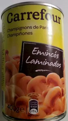 Champignons de Paris émincés Carrefour 400 g (230 g escurrido), code 3560070103324