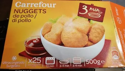 Nuggets de poulet 500g Carrefour 500 g x25 nuggets, code 3560070130047