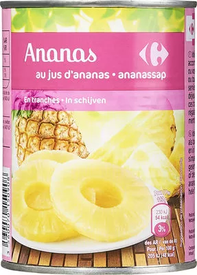 Ananas au jus d'ananas Carrefour 560 g, code 3560070150908