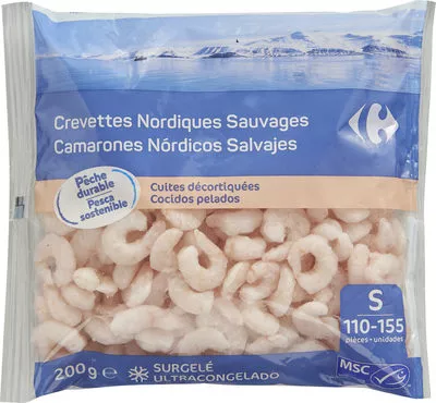 Crevettes Nordiques  Sauvages Carrefour 200 g, code 3560070277650