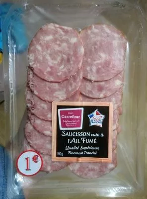 Saucisson cuit à l'ail fumé Carrefour 90 g, code 3560070350353