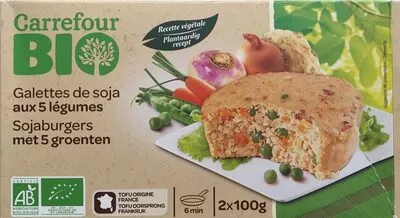 Galettes de soja aux 5 légumes Carrefour 200 g (2 x 100 g), code 3560070372195