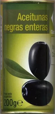 Aceituna negra con hueso Carrefour 350 g (neto), 200 g (escurrido), 370 ml, code 3560070422128