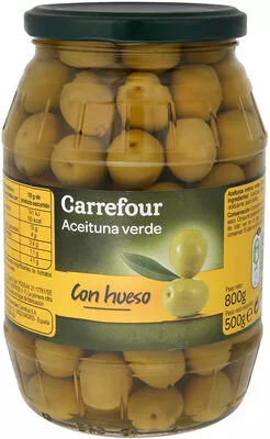 Aceituna verde c/h Carrefour 800 g, code 3560070422302