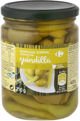 Aceituna gordal con guindilla Carrefour , code 3560070422517