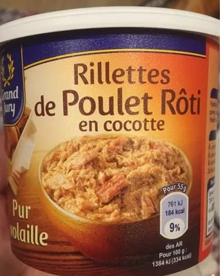 Rillettes de poulet rôti en cocotte Grand Jury 220 g, code 3560070507801