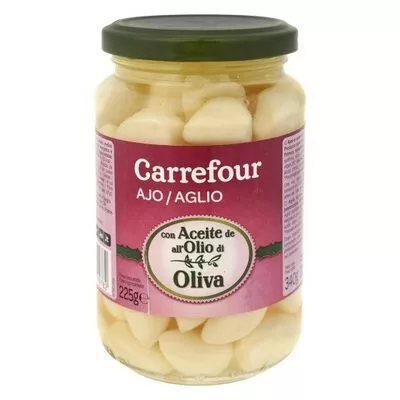 Ajos en aceite de oliva Carrefour 340 g (neto), 225 g (escurrido), 370 ml, code 3560070509782