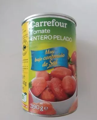 Tomate Entero Pelado bajo contenido sal Carrefour 390 g, code 3560070526673