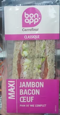 Sandwich Jambon bacon œuf Bon App', Carrefour 200 g, code 3560070565344