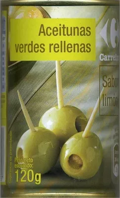 Aceitunas verdes rellenas de pasta de limón "Carrefour" Carrefour 280 g (neto), 120 g (escurrido), 300 ml, code 3560070599707