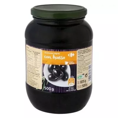 Aceitunas negras enteras barril Carrefour 835 g (neto), 500 g (escurrido), 850 ml, code 3560070657391