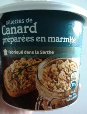 Rillettes de Canard préparées en marmite Carrefour 220 g, code 3560070740598