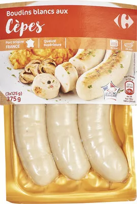 Boudins blancs aux  Cèpes Carrefour 375 g, code 3560070818389