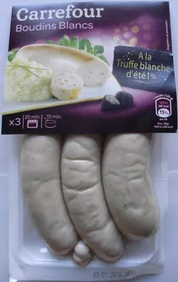 Boudins blancs à la truffe blanche d'été 1% Carrefour, CMI (Carrefour Marchandises Internationales), Groupe Carrefour 375 g, code 3560070818419