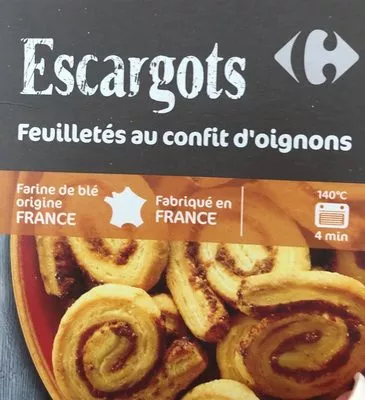 Escargots feuilletes au congit d'oignon Carrefour 80 g, code 3560070829873