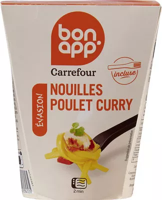 Nouilles légumes poulet curry vert Carrefour 300 g, code 3560070847235