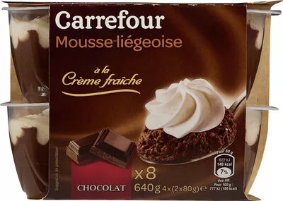 Mousse à la Liégeoise Carrefour 640 g  4x (2 x 80 g)e, code 3560070886807