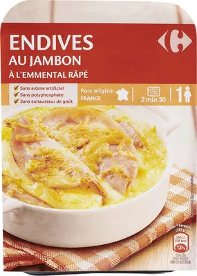 Endives au jambon  A l'emmental râpé Carrefour 280 g, code 3560071003616