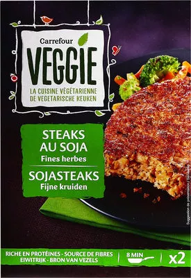 Steaks au soja fines herbes Carrefour Veggie, Carrefour 200 g, code 3560071006518