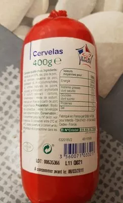 Cervelas Carrefour 400 g, code 3560071033217