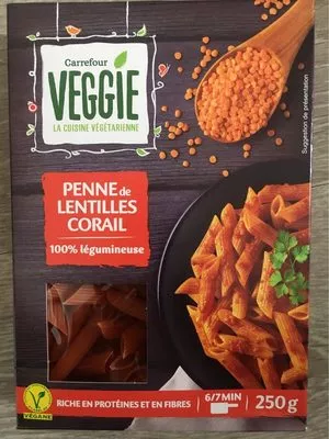 Penne de lentilles corail Carrefour Veggie 250 g, code 3560071081355