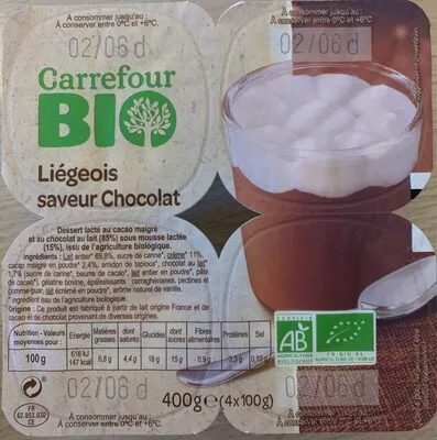 Liégeois saveur chocolat Carrefour , code 3560071182106