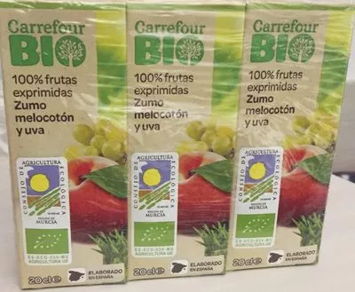 Jus de pêche et de raisin carrefour Espagne Carrefour bio 20 cl, code 3560071182472