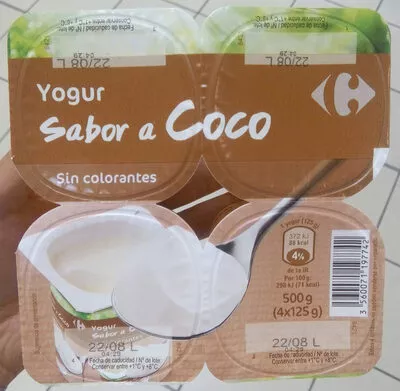 Yogur sabor a  coco Carrefour 500 g (4x125g), code 3560071197742