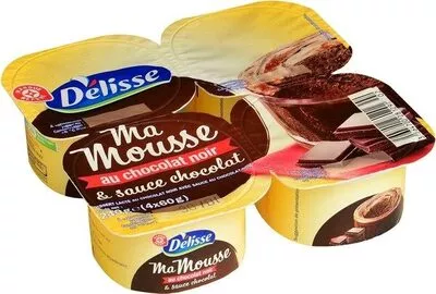 Mousses au chocolat noir x 4 Délisse, Marque Repère 240 g, code 3564700281291