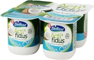 Lait fermenté Actifidus saveur noix de coco Délisse, Marque Repère 4 x 125 g, code 3564700391334