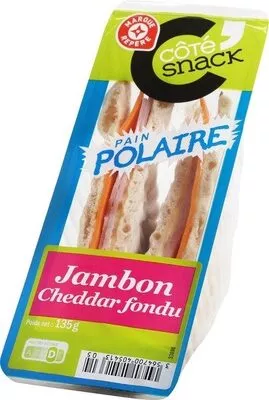 Sandwich polaire jambon-cheddar Côté Snack, Marque Repère 135 g, code 3564700405413