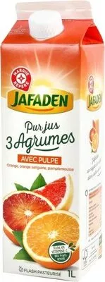 Pur jus 3 agrumes avec pulple Jafaden, Marque Repère 1 l, code 3564700416389