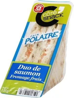 Sandwich polaire saumon fumé et fromage Côté Snack, Marque Repère 135 g, code 3564700511503