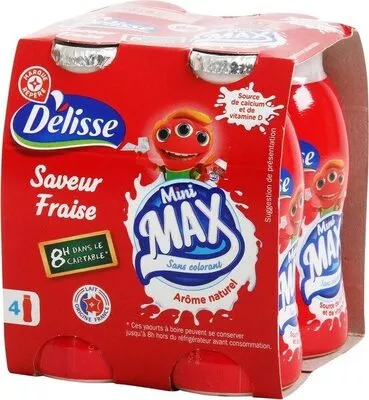 Yaourts à boire saveur fraise Délisse, Marque Repère 4 x 100 g, code 3564700540923