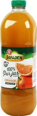 Pur jus d'orange sans pulpe Jafaden, Marque Repère 2 l, code 3564700719138